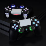 eXtremeRate Multi-Colors Luminated D-pad Thumbstick Trigger Home Face Buttons, White Classical Symbols Button DTFS (DTF 2.0) LED Kit for PS4 Slim PS4 Pro Controller - Controller NOT Included - P4LED07