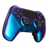 eXtremeRate Chameleon Purple Blue DECADE Tournament Controller (DTC) Upgrade Kit for PS4 Controller JDM-040/050/055, Upgrade Board & Ergonomic Shell & Back Buttons & Trigger Stops - Controller NOT Included - P4MG004