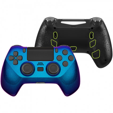 eXtremeRate Chameleon Purple Blue DECADE Tournament Controller (DTC) Upgrade Kit for PS4 Controller JDM-040/050/055, Upgrade Board & Ergonomic Shell & Back Buttons & Trigger Stops - Controller NOT Included - P4MG004