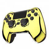 eXtremeRate Chrome Gold DECADE Tournament Controller (DTC) Upgrade Kit for PS4 Controller JDM-040/050/055, Upgrade Board & Ergonomic Shell & Back Buttons & Trigger Stops - Controller NOT Included - P4MG005