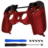 eXtremeRate Shadow Frosted Red Face Plate Front Shell Custom Kits for PS4 Controller - P4MSF14