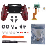 eXtremeRate Textured Red Dawn 2.0 FlashShot Trigger Stop Remap Kit for PS4 CUH-ZCT2 Controller, Part & Back Shell & 2 Back Buttons & 2 Trigger Lock for PS4 Controller JDM 040/050/055 - P4QS003