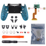 eXtremeRate Textured Blue Dawn 2.0 FlashShot Trigger Stop Remap Kit for PS4 CUH-ZCT2 Controller, Part & Back Shell & 2 Back Buttons & 2 Trigger Lock for PS4 Controller JDM 040/050/055 - P4QS004