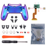 eXtremeRate Chameleon Purple Blue Dawn 2.0 FlashShot Trigger Stop Remap Kit for PS4 CUH-ZCT2 Controller, Part & Back Shell & 2 Back Buttons & 2 Trigger Lock for PS4 Controller JDM 040/050/055 - P4QS006