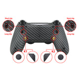 eXtremeRate Black Silver Carbon Fiber Dawn 2.0 FlashShot Trigger Stop Remap Kit for PS4 CUH-ZCT2 Controller, Part & Back Shell & 2 Back Buttons & 2 Trigger Lock for PS4 Controller JDM 040/050/055 - P4QS010
