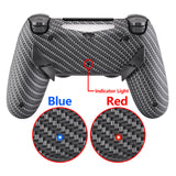 eXtremeRate Black Silver Carbon Fiber Patterned Dawn Remappable Remap Kit with Redesigned Back Shell & 4 Back Buttons for PS4 Controller JDM 040/050/055 - P4RM003