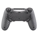 eXtremeRate Black Silver Carbon Fiber Patterned Dawn Remappable Remap Kit with Redesigned Back Shell & 4 Back Buttons for PS4 Controller JDM 040/050/055 - P4RM003