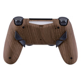 eXtremeRate Wood Grain Patterned Dawn Remappable Remap Kit with Redesigned Back Shell & 4 Back Buttons for PS4 Controller JDM 040/050/055 - P4RM004