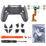 eXtremeRate Brushed Silver Patterned Dawn Remappable Remap Kit with Redesigned Back Shell & 4 Back Buttons for PS4 Controller JDM 040/050/055 - P4RM005