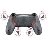 eXtremeRate Brushed Silver Patterned Dawn Remappable Remap Kit with Redesigned Back Shell & 4 Back Buttons for PS4 Controller JDM 040/050/055 - P4RM005
