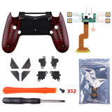 eXtremeRate Textured Red Dawn Remappable Remap Kit with Redesigned Back Shell & 4 Back Buttons for PS4 Controller JDM 040/050/055 - P4RM009