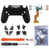 eXtremeRate Soft Touch Black Dawn Remappable Remap Kit with Redesigned Back Shell & 4 Back Buttons for PS4 Controller JDM 040/050/055 - P4RM011