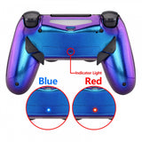 eXtremeRate Chameleon Purple Blue Dawn Remappable Remap Kit with Redesigned Back Shell & 4 Back Buttons for PS4 Controller JDM 040/050/055 - P4RM012