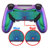 eXtremeRate Chameleon Purple Green Blue Remappable Remap Kit with Redesigned Back Shell & 4 Back Buttons for PS4 Controller JDM 040/050/055 - P4RM013