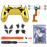 eXtremeRate Chrome Gold Dawn Remappable Remap Kit for PS4 Controller with Upgrade Board & Redesigned Back Shell & 4 Back Buttons - Compatible with JDM-040/050/055 - P4RM016