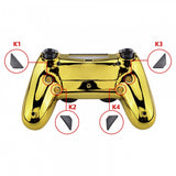 eXtremeRate Chrome Gold Dawn Remappable Remap Kit for PS4 Controller with Upgrade Board & Redesigned Back Shell & 4 Back Buttons - Compatible with JDM-040/050/055 - P4RM016