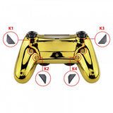 eXtremeRate Chrome Gold Dawn Remappable Remap Kit for PS4 Controller with Upgrade Board & Redesigned Back Shell & 4 Back Buttons - Compatible with JDM-040/050/055 - P4RM016