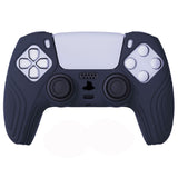 PlayVital Samurai Edition Midnight Blue Anti-slip Controller Grip Silicone Skin, Ergonomic Soft Rubber Protective Case Cover for PlayStation 5 PS5 Controller with Black Thumb Stick Caps - BWPF003