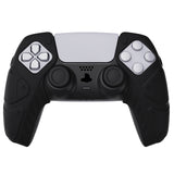 PlayVital Mecha Edition Black Ergonomic Soft Controller Silicone Case Grips for PS5 Controller, Rubber Protector Skins with Thumbstick Caps for PS5 Controller – Compatible with Charging Station - JGPF001