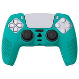 PlayVital Aqua Green 3D Studded Edition Anti-slip Silicone Cover Skin for 5 Controller, Soft Rubber Case Protector for PS5 Wireless Controller with 6 Black Thumb Grip Caps - TDPF010