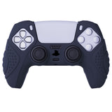 PlayVital Guardian Edition Midnight Blue Ergonomic Soft Anti-slip Controller Silicone Case Cover, Rubber Protector Skins with Black Joystick Caps for PS5 Controller - YHPF003