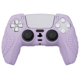 PlayVital Guardian Edition Mauve Purple Ergonomic Soft Anti-slip Controller Silicone Case Cover, Rubber Protector Skins with White Joystick Caps for PS5 Controller - YHPF009