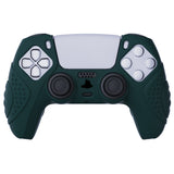 PlayVital Guardian Edition Racing Green Blue Ergonomic Soft Anti-slip Controller Silicone Case Cover, Rubber Protector Skins with Black Joystick Caps for PS5 Controller - YHPF004