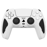 PlayVital Knight Edition White & Black Two Tone Anti-Slip Silicone Cover Skin for Playstation 5 Controller, Soft Rubber Case for PS5 Controller with Thumb Grip Caps - QSPF004