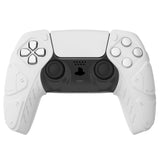PlayVital Mecha Edition White Ergonomic Soft Controller Silicone Case Grips for PS5 Controller, Rubber Protector Skins with Thumbstick Caps for PS5 Controller – Compatible with Charging Station - JGPF002
