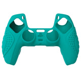 PlayVital Guardian Edition Aqua Green Ergonomic Soft Anti-slip Controller Silicone Case Cover, Rubber Protector Skins with White Joystick Caps for PS5 Controller - YHPF010