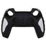 PlayVital Knight Edition Black & White Two Tone Anti-Slip Silicone Cover Skin for Playstation 5 Controller, Soft Rubber Case for PS5 Controller with Thumb Grip Caps - QSPF002