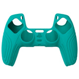 PlayVital Samurai Edition Aqua Green Anti-slip Controller Grip Silicone Skin, Ergonomic Soft Rubber Protective Case Cover for PlayStation 5 PS5 Controller with Black Thumb Stick Caps - BWPF010