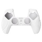 PlayVital Guardian Edition White Ergonomic Soft Anti-slip Controller Silicone Case Cover, Rubber Protector Skins with White Joystick Caps for PS5 Controller - YHPF002