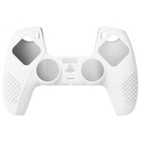 PlayVital White 3D Studded Edition Anti-slip Silicone Cover Skin for 5 Controller, Soft Rubber Case Protector for PS5 Wireless Controller with 6 White Thumb Grip Caps - TDPF002