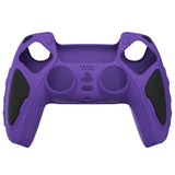 PlayVital Knight Edition Passion Purple & Black Two Tone Anti-Slip Silicone Cover Skin for Playstation 5 Controller, Soft Rubber Case for PS5 Controller with Thumb Grip Caps - QSPF006