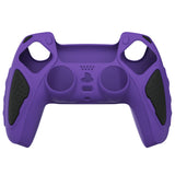 PlayVital Knight Edition Passion Purple & Black Two Tone Anti-Slip Silicone Cover Skin for Playstation 5 Controller, Soft Rubber Case for PS5 Controller with Thumb Grip Caps - QSPF006