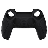 PlayVital Black Knight Edition Anti-Slip Silicone Cover Skin for Playstation 5 Controller, Soft Rubber Case for PS5 Controller with Black Thumb Grip Caps - QSPF001