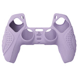 PlayVital Guardian Edition Mauve Purple Ergonomic Soft Anti-slip Controller Silicone Case Cover, Rubber Protector Skins with White Joystick Caps for PS5 Controller - YHPF009