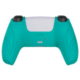 PlayVital Samurai Edition Aqua Green Anti-slip Controller Grip Silicone Skin, Ergonomic Soft Rubber Protective Case Cover for PlayStation 5 PS5 Controller with Black Thumb Stick Caps - BWPF010