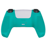 PlayVital Aqua Green 3D Studded Edition Anti-slip Silicone Cover Skin for 5 Controller, Soft Rubber Case Protector for PS5 Wireless Controller with 6 Black Thumb Grip Caps - TDPF010