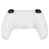 PlayVital Samurai Edition White Anti-slip Controller Grip Silicone Skin, Ergonomic Soft Rubber Protective Case Cover for PlayStation 5 PS5 Controller with White Thumb Stick Caps - BWPF002