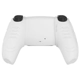 PlayVital Mecha Edition White Ergonomic Soft Controller Silicone Case Grips for PS5 Controller, Rubber Protector Skins with Thumbstick Caps for PS5 Controller – Compatible with Charging Station - JGPF002