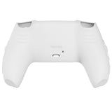 PlayVital Knight Edition White & Black Two Tone Anti-Slip Silicone Cover Skin for Playstation 5 Controller, Soft Rubber Case for PS5 Controller with Thumb Grip Caps - QSPF004