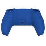 PlayVital Knight Edition Passion Blue & Black Two Tone Anti-Slip Silicone Cover Skin for Playstation 5 Controller, Soft Rubber Case for PS5 Controller with Thumb Grip Caps - QSPF007