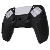 PlayVital Black 3D Studded Edition Anti-slip Silicone Cover Skin for 5 Controller, Soft Rubber Case Protector for PS5 Wireless Controller with 6 Black Thumb Grip Caps - TDPF001