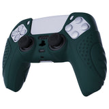 PlayVital Guardian Edition Racing Green Blue Ergonomic Soft Anti-slip Controller Silicone Case Cover, Rubber Protector Skins with Black Joystick Caps for PS5 Controller - YHPF004