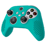PlayVital Aqua Green 3D Studded Edition Anti-slip Silicone Cover Skin for Xbox Series X Controller, Soft Rubber Case Protector for Xbox Series S Controller with 6 White Thumb Grip Caps - SDX3010
