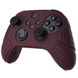 PlayVital Guardian Edition Wine Red Ergonomic Soft Anti-slip Controller Silicone Case Cover, Rubber Protector Skins with Black Joystick Caps for Xbox Series S and Xbox Series X Controller - HCX3011