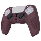 PlayVital Wine Red 3D Studded Edition Anti-slip Silicone Cover Skin for 5 Controller, Soft Rubber Case Protector for PS5 Wireless Controller with 6 Black Thumb Grip Caps - TDPF011