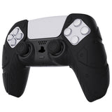 PlayVital Mecha Edition Black Ergonomic Soft Controller Silicone Case Grips for PS5 Controller, Rubber Protector Skins with Thumbstick Caps for PS5 Controller – Compatible with Charging Station - JGPF001